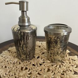 Stainless Steel & Glass Soap Dispenser & Toothbrush Holder Made In India