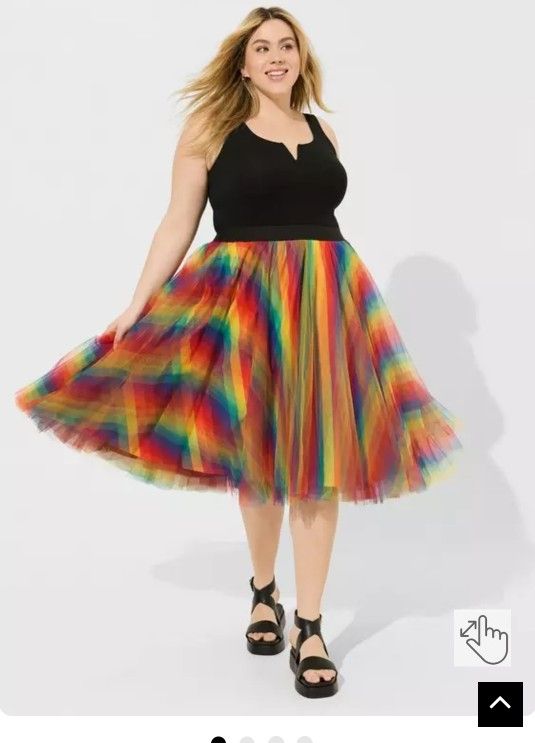 PRIDE Midi Tulle A-Line Skirt Rainbow - Torrid