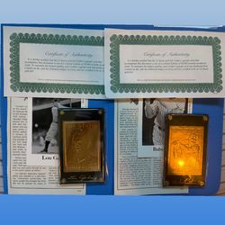 Babe Ruth & Lou Gehrig 22 Karat Golden Legends Card