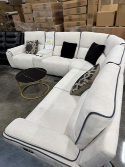Power Recliner Living Room Sectional In Cream