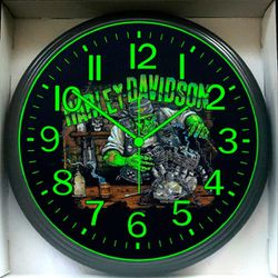 Wall Clock Harley-Davidson Lowrider Bagger Road King Sportster Garage Shop Glow-in-the-dark Wall Clock New In Box 