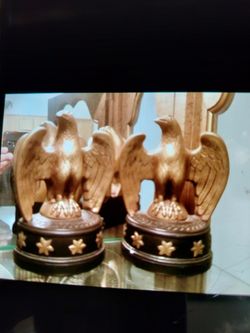 Vintage Metal Clad Borghese Eagle Bookends