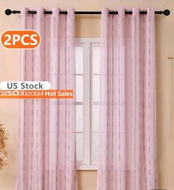 Pink Sheer Curtain Panels Set of 2