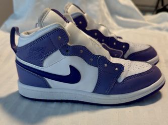 Jordan 1 Mid PS Size 13C Dusty Amethyst Court Purple Kids Sneakers