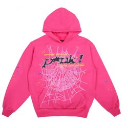 Pink Spider Hoodie Black Print