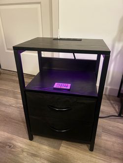 Black Night Stand w/ Charging Station