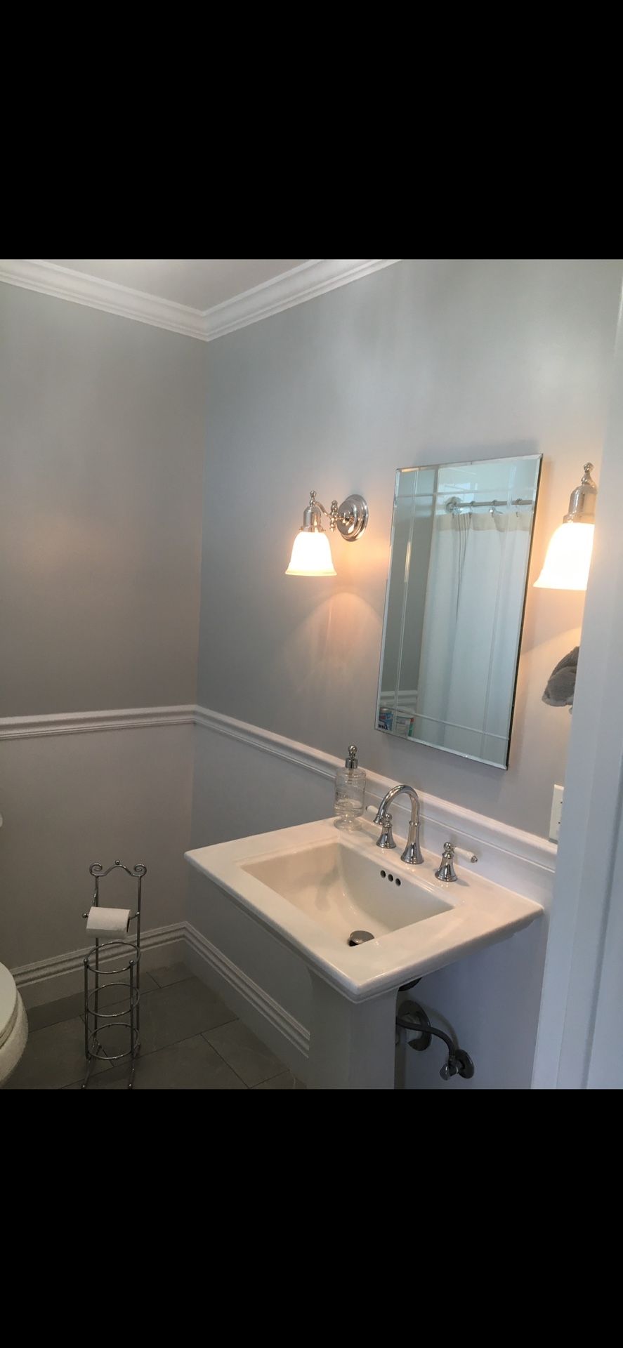 Set of bathroom sconces, polished Chrome