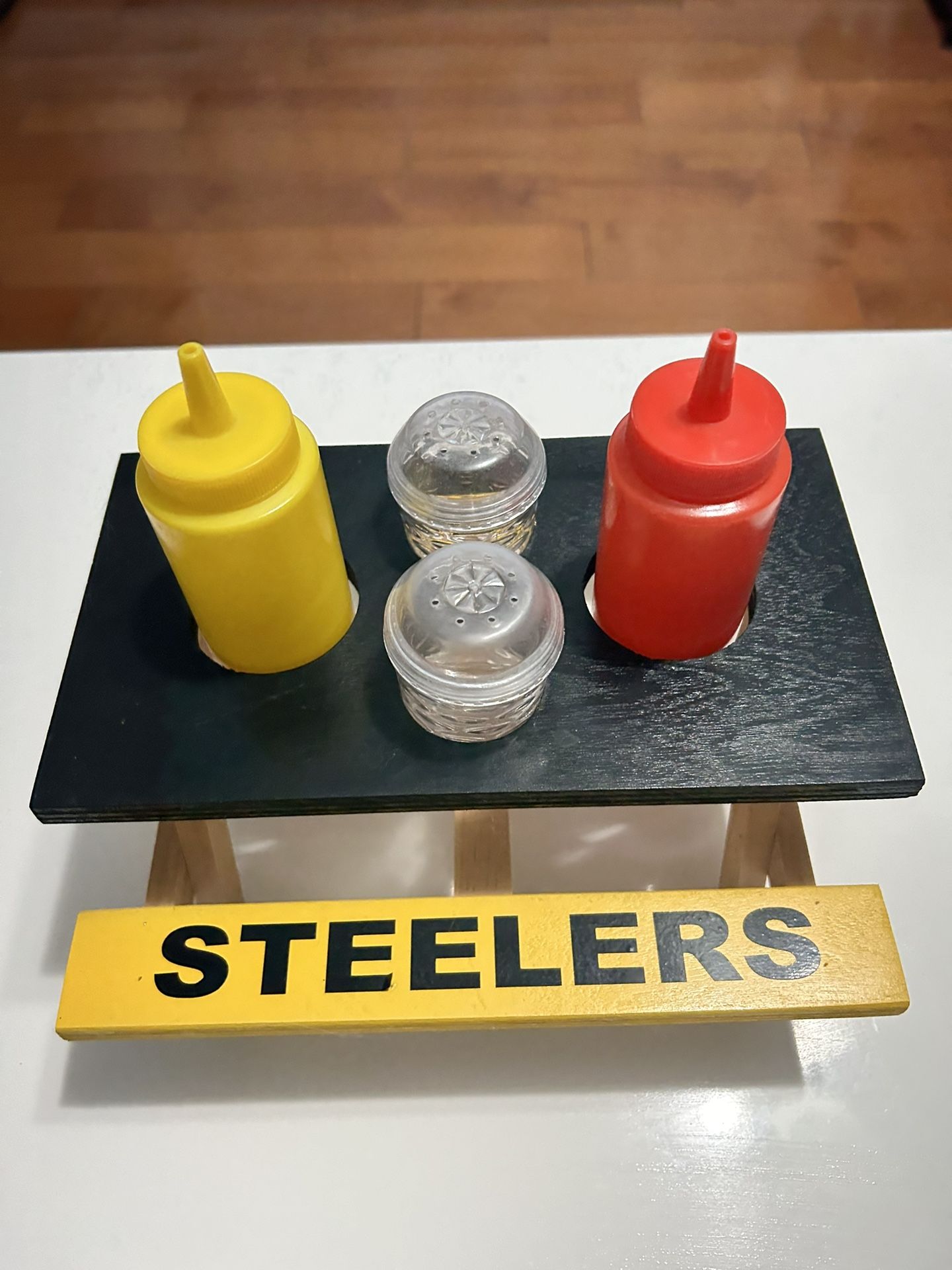 Picnic Table Condiment Caddy Holder Rack Solid Wood