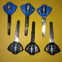 6 Suzuki Motorcycle Blank Keys 