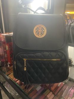Black leather backpack