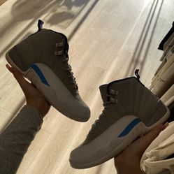 PREOWNED Jordan 12 Retro Grey University Blue Size 8M 