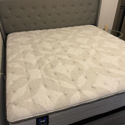 Sealy Posturpedic King Size Mattress, Bed, and Two Twin XL Split Box Springs