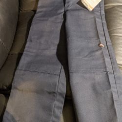 Dickies Pants Reinforced Knees Boys 5 Classic Fit Straight Leg Flat Front Navy