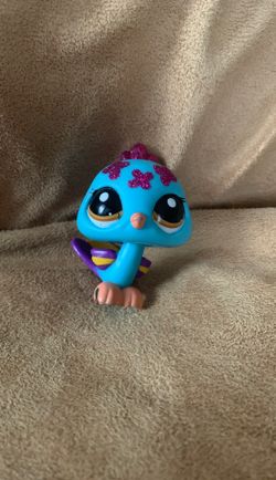 Littlest Pet Shop~#2483~Peacock Bird~Blue Purple~Red Glitter~Brown