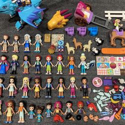 LEGO Friends Elves Minifigure Lot, Dragon, Horse/Wagon Figures, Parts, Accessories
