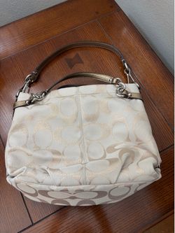 Coach purse, off white & gold