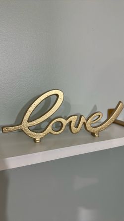 Gold 'Love' Script Word Sign Decor