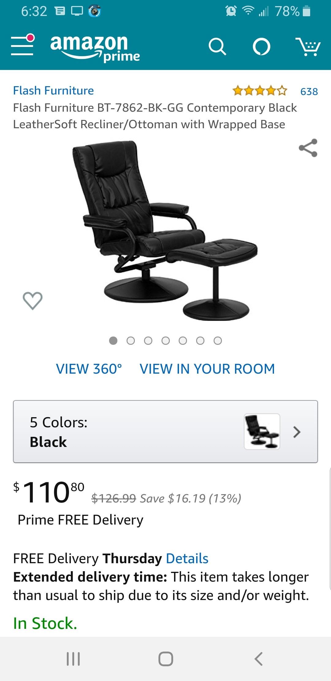 Recliner desk chair with footrest