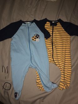 0-3m boys footed onesies