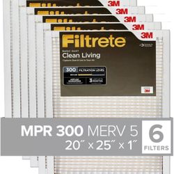 Filtrete 20x25x1 AC Furnace Air Filter, MERV 5, MPR 300, 20 x 25 x 1, White 