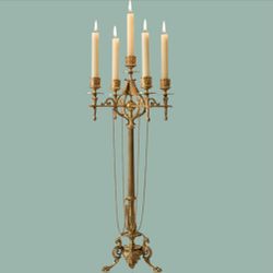 Antique French 5-Light Candelabra Dragon Feet Draped Chains 22.25"