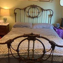 Double Size Iron Bed With Box Springs And Mattress