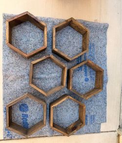 Custom honeycomb floating shelves