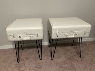 Vintage Suitcase Side Tables with Hairpin Legs – Set of 2