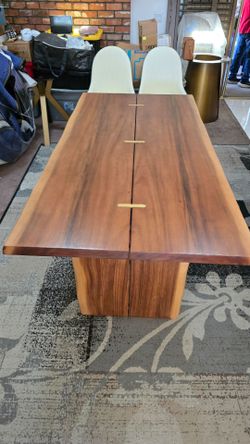 Sansur Rustic Pecan Live Edge Wood Dining Table