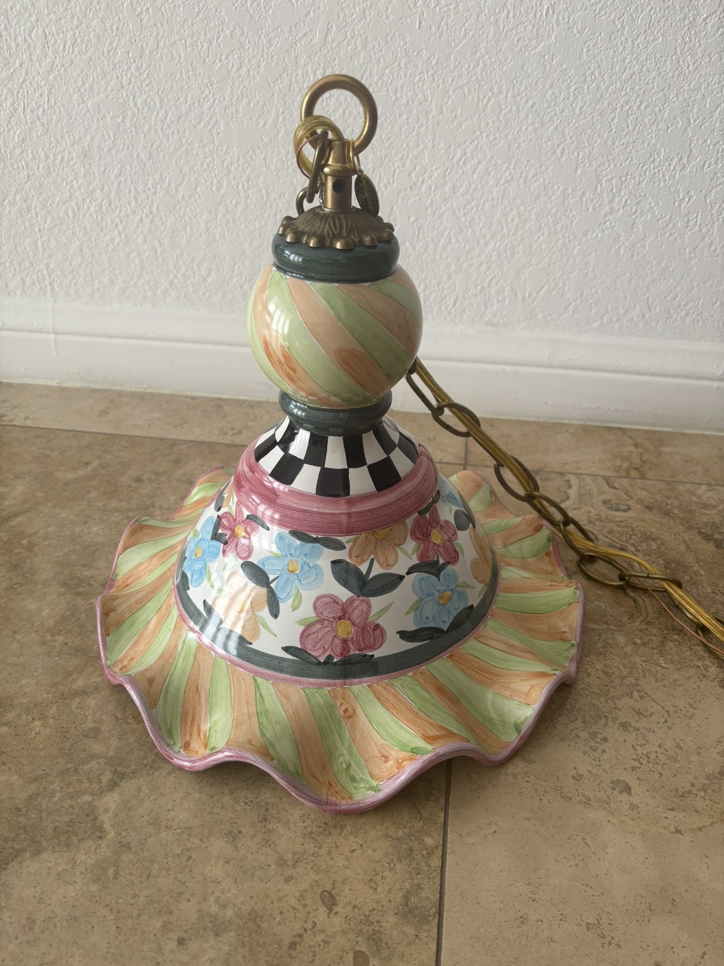 Mackenzie-Childs Painted Fluted Hanging Lamp