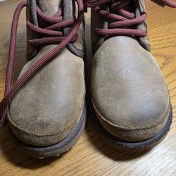 UGG Waterproof Leather Boots Brown Lace‑Up Zipper kids