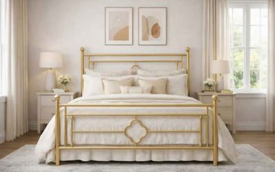 Full bed Metal Platform Bed Frame/Vintage Iron-Art Headboard and Footboard/Mattress Foundation for Storage/No Box Spring Needed/Noise-Free/Easy Assemb