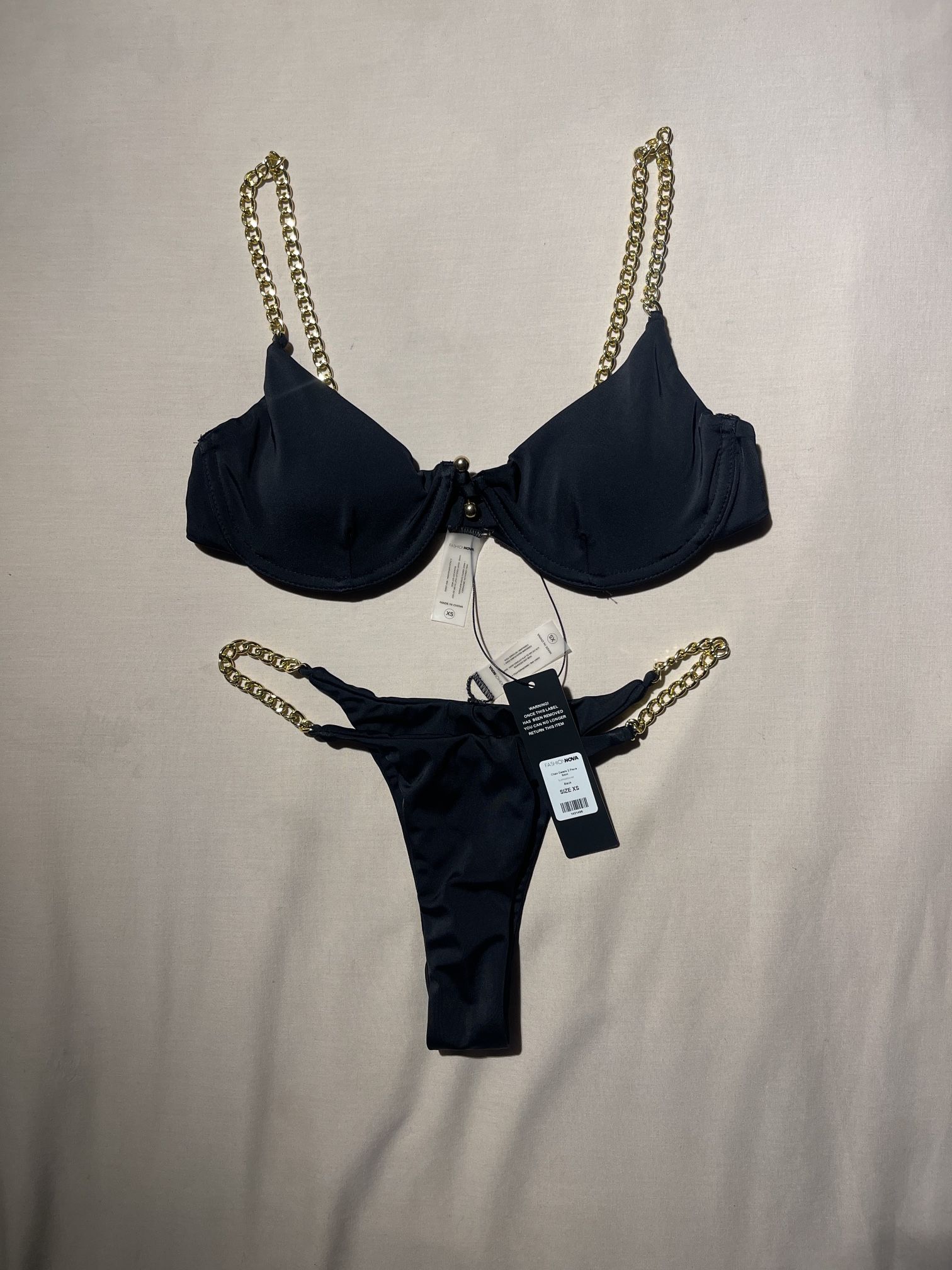 NEW Fashion Nova Black Chain Bikini - Size XS