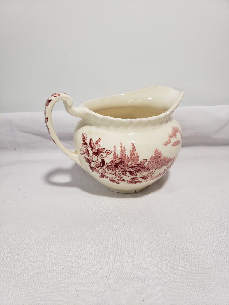 Vintage (1930s) Johnson Brothers Castle on the Lake Pink  Creamer. 