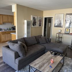 Grey Modern L Couch Sectional Sofa