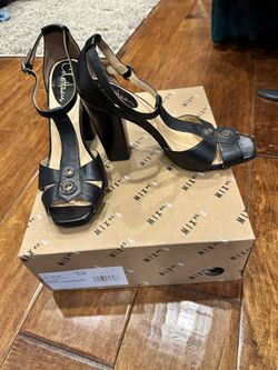 Cole Haan NikeAir Black Patent Leather High Heel Peep Toe Booties