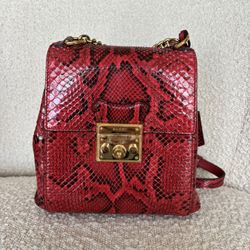 Authentic Gucci Red Backpack With Ornate Detailing 