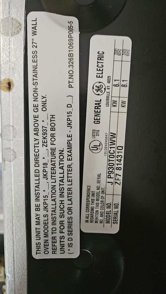GE ELECTRIC STOVETOP
