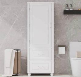 Small Crack New Assembled Bathroom Storage Cabinet Kitchen Pantry Linen w/ Shelves