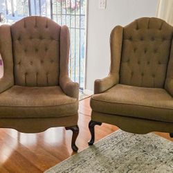 Tufted Wingback Upholstered Accent Chairs Set of 2 