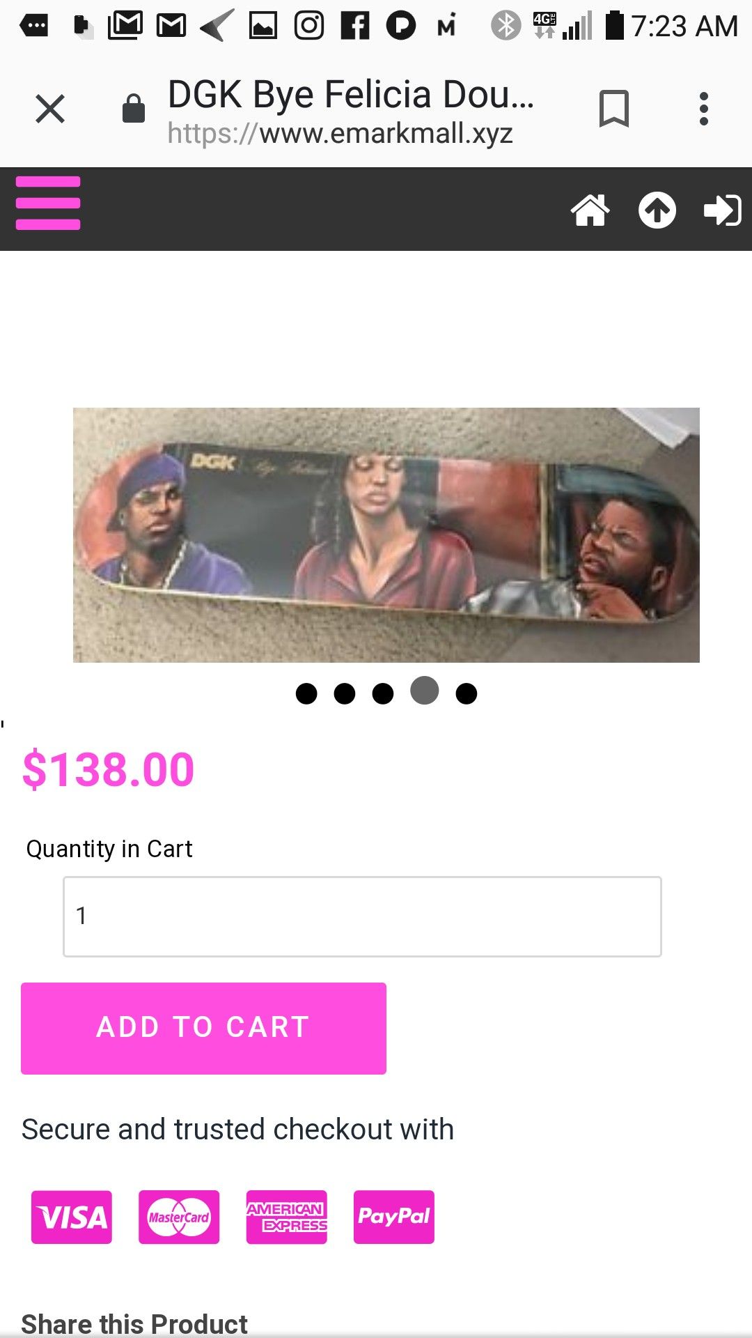 Rare DGK Bye Felicia skate deck
