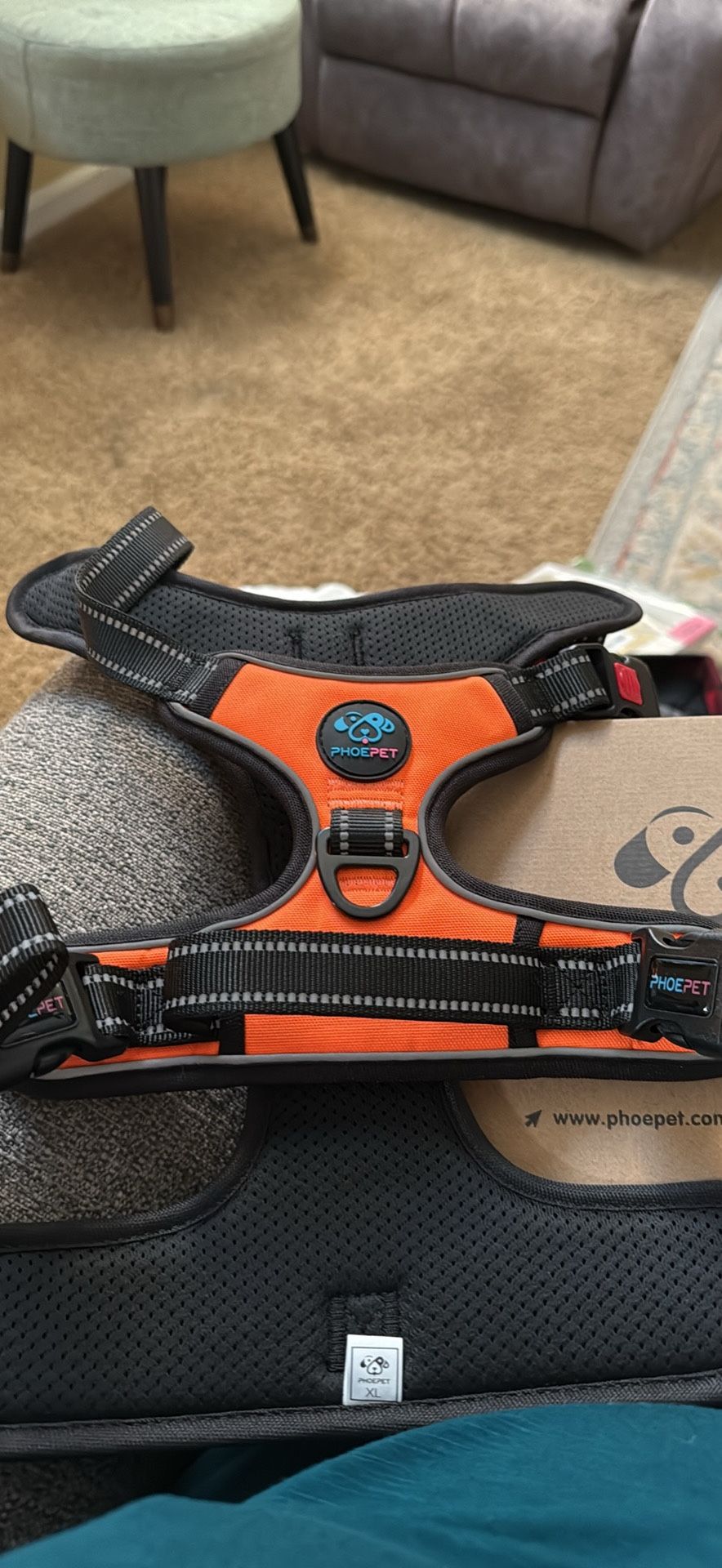 PHOEPET No Pull Dog Harness XL Reflective Front Clip Vest with Handle