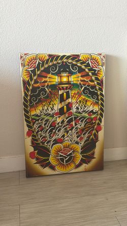 Traditional Tattoo Flash Lighthouse Canvas Art