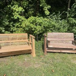 Oak/Walnut Swings Glider Benches 