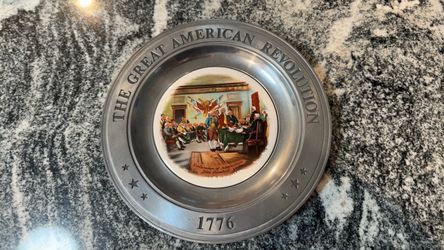 Vintage The Great American Revolution 1776 Pewter Collectors Plate - Declaration Of Independence