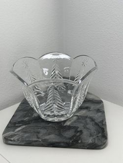 Christmas Tree by Mikasa Crystal Pressed Glass Bowl Scallop Edge 4-5/8" H 7" Dia