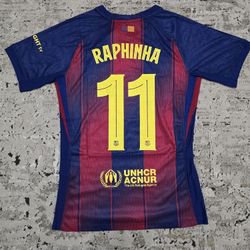 Authentic 25-26 RAPHINHA Barcelona Home Kit Player Version Size S Slim Fit 