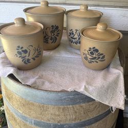 Vintage Pfaltzgraff 4 pc ceramic canister set