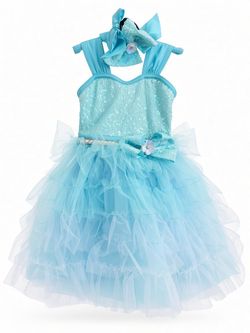 Girls Turquoise Sequin Tutu Party Dress with Headband
