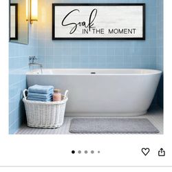 Soak in the Moment Wooden Sign Framed Wall Art, 32"×12" Rustic Horizontal Motivational